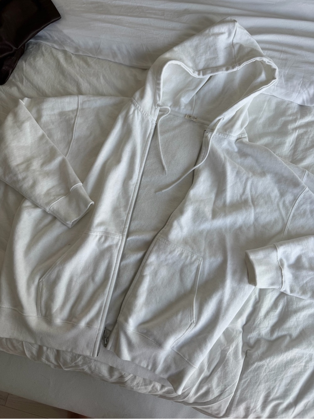 Brandy Melville Heather White Zip-Up Hoodie